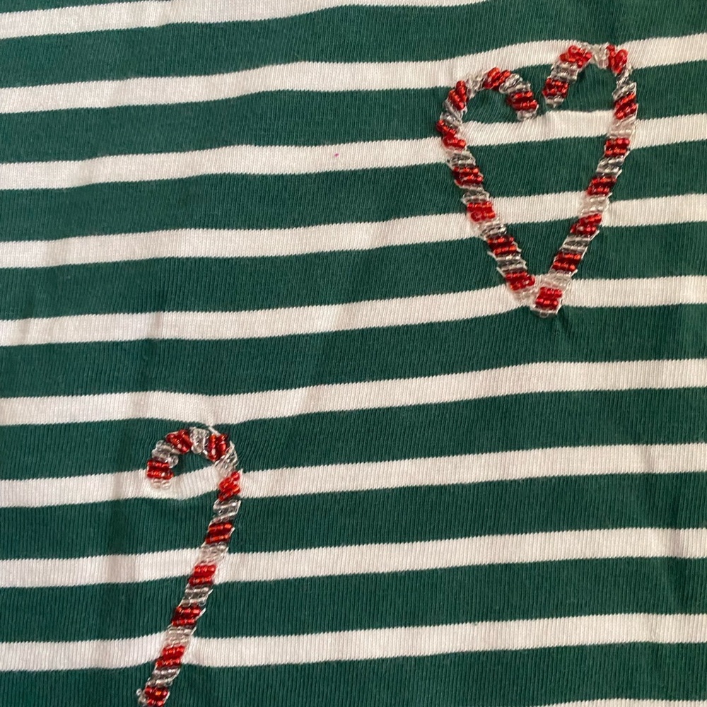 NWT Talbots CHRISTMAS Long Sleeve T-shirt Size P CANDY CANES